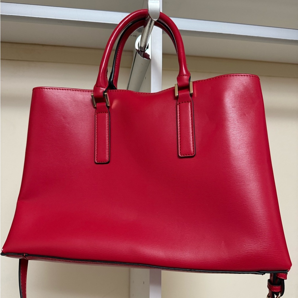 ALDO Red Leather Handbag with Gold Accents - Picture 2 of 5